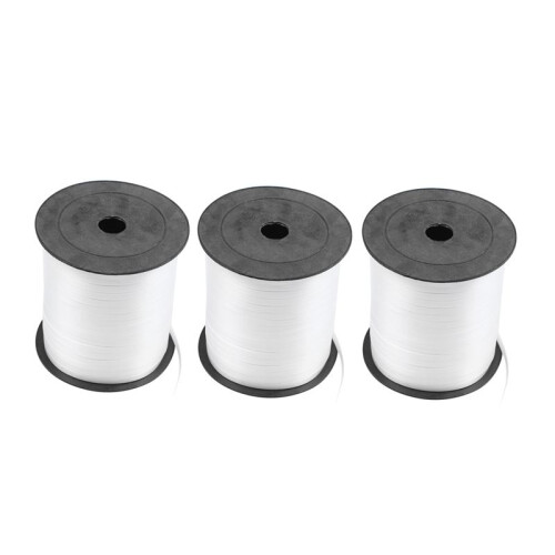 3 Rol Ballonlint 225M 5Mm voor Bruiloftsfeest (Wit)