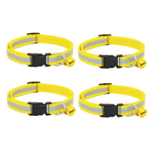 4X Regolabile Riflessivo Animale Domestico Collare Sicurezza Pubblicazione Fibbia con Campana per Gatto Cane (Giallo)