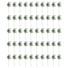 50 Pcs Artificial Flocked Lambs Ear Leaves Dusty Miller Stems Flocked Oak Leaves Lamb'S Ear Leaf for Home Wedding
