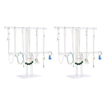 2X Suporte de Colar de Suporte de Joias, Suporte de ExibiçãO de Joias, Organizador de SuspensãO de Colar e Pulseira, Suporte de Torre Transparente