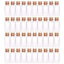 40 Pcs Vials Bottles Glass Bottle with Cork Stopper Wish Bottles, for Weddings, Creations and Decorations(10Ml )
