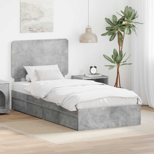VidaXL vidaXL Storage Bed Concrete Grey 90 x 190 cm Engineered Wood
