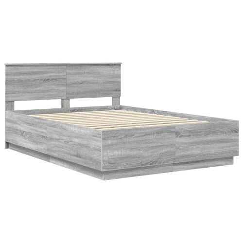 VidaXL vidaXL Bed Frame Grey Sonoma 150 x 200 cm Engineered Wood 2