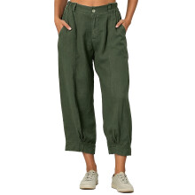 Pantalon décontracté en coton et lin pour femmes,-Vert armée XXL
