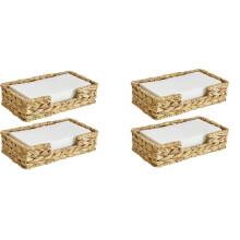 4PCS Bathroom Disposable Guest Towel Holder Long Seagrass Woven Rattan Wicker Table Hand Guest Towel Basket Tray,L