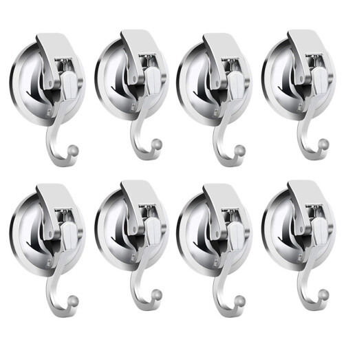 Heavy Duty Vacuum Suction Cup Hooks (8 Pack) for Kitchen Bathroom Restroom Organization