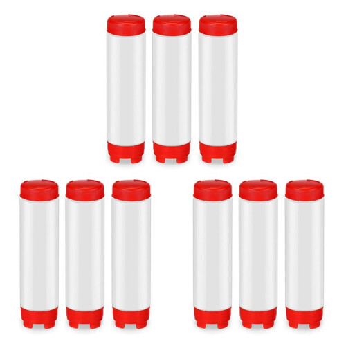 9X 16 Oz Inverted Plastic Squeeze Bottles, Refillable Tip Large Valve Dispenser Condiment Squeeze Bottle