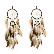 2X Dream Catcher Bruin Decoratieve Dromenvanger Woonkamer Dromenvanger voor Muurophanging, Decoratie, Festival, Cadeau