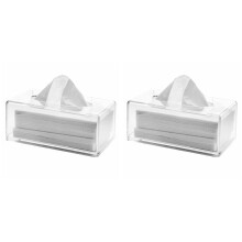 2X Doorzichtige Acryl Tissuedooshouder met Deksel Gezichtsdoekjesdispenserdoos voor Aanrecht, Doorzichtig Plastic Drogerblad A