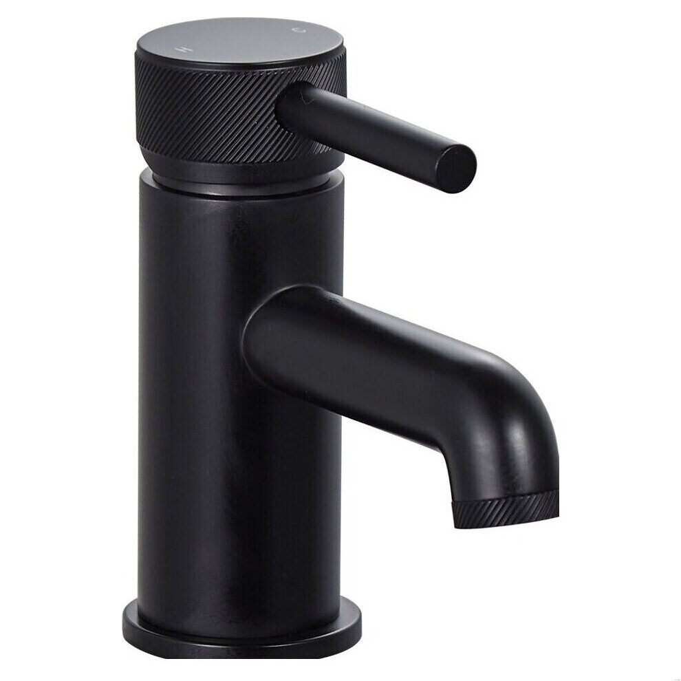 Balterley Round Mono Basin Mixer Tap With Industrial Style Detailing - Black