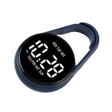 Kids Keychain Clip Digital Hanging Pocket Watch Small Timekeeping Device For Backpacks And Belt Plastic Electronic Clock Blue