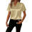 Damen-Kurzarmshirt, Pullover mit V-Ausschnitt, lässiges-Khaki S 1