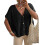 Modischer offener Strickpullover mit V-Ausschnitt,-Schwarz M 1