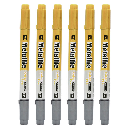 Gold- und Silber-Metallic-Pinselmarker, doppelseitiger-6 Stöcke