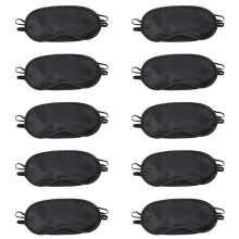 10X Sleep Mask Eye Mask Blindfold Travel Black Nylon 18.5x9cm Fashion