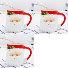 3X Caneca 400Ml Cartoon Cute Kawaii Christmas Mug 3D Ceramic Cup Milk Coffee Water Cup