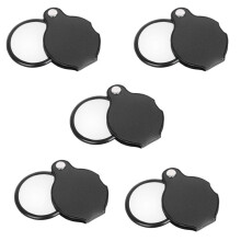 5pcs Folding Fold Away Pocket Magnifying Glass Magnifier Lens 3X Magnification Folding Leather Case Magnifying Glass