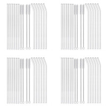 48ST ÅTeranväNdbara SugröR Av Klart Glas Splittrande SugröR Av Glas 24 Raka och 24 BöJda med 16 RengöRingsborstar
