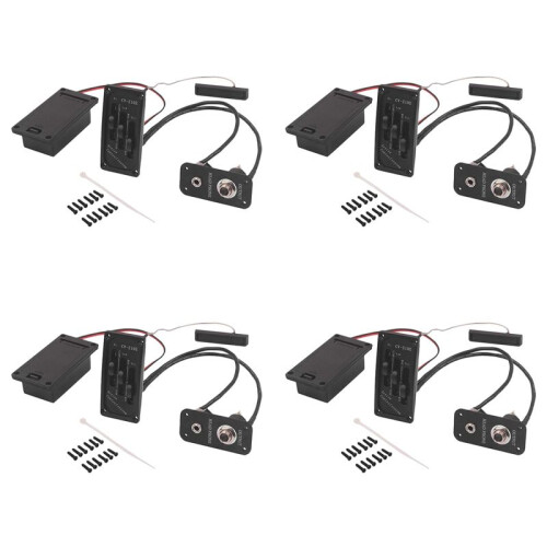 4X Electric Violin Pickup Piezo Preamp Accessory with Active Tone System Brass