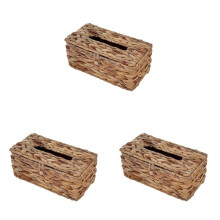 3X Ins Water Hyacinth Woven Tissue Box Rotting VäVt Lock SanitetspapperslåDa HushåLlens Vardagsrum Pumpande PapperslåDa FöRvaring