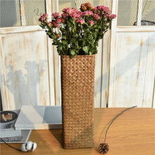 4X Rattan Flower Vase Bamboo Baskets Decoration Vases Flower Fruit Basket Flower Vase Tall Vases for Home Decor Brown