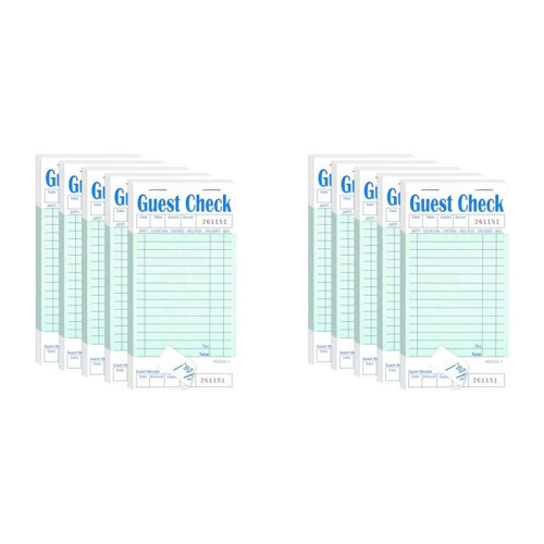 10 Pack Guest Check Books, Server Note Pads for Restaurant, Green Waiter Checkbook, Restaurant Order Pad 50 Sheets/Pack