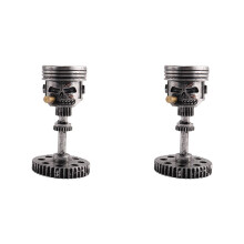 2X Carving Piston Skull Face Realistic Skull Sculpture Statue Office Home Table Gifts Halloween