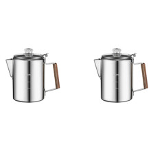 2X Kaffee-Perkolatoren, Herd für Camping, Perkolator-Kaffeekanne, Edelstahl-Kaffeemaschine, Camping, Outdoor, Zuhause, 9 Tassen