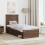 VidaXL vidaXL Bed Frame with Headboard Brown Oak 75 x 190 cm Solid Pine Wood 3