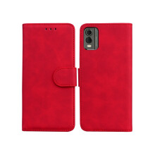 Husă de telefon din piele cu clapă roșie, compatibilă cu Nokia XR20