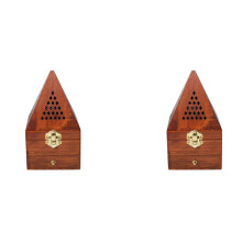 2X Holz Adlerholz Sandelholz Box Weihrauch RäUcherstäBchen Brenner Antiker Aromatherapie Brenner Kreative Pyramide Hohl RäUcher Dose