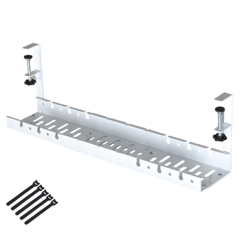 Adjustable Under Desk Cable Management Tray-White 40 to 78cm