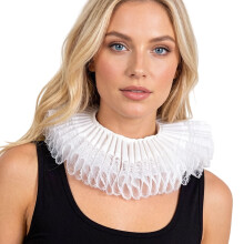 Sophisticated Shakespearean Style Ruffle Collar Theater-White