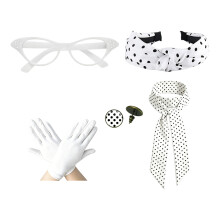 50s Rockabilly Costumes,1950s Costumes-White 5 piece set