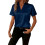 Women's short-sleeved  shirt, V-neck pullover,-Navy Blue M 1