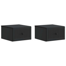 vidaXL Wall-Mounted Bedside Cabinet 2 pcs Black 33 x 34.5 x 20 cm