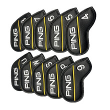 Det senaste 10-delade järnhuvudskyddet för golfklubbor, PING Classic Yellow Line Style, 4-9+PWUS, magnetisk stängning