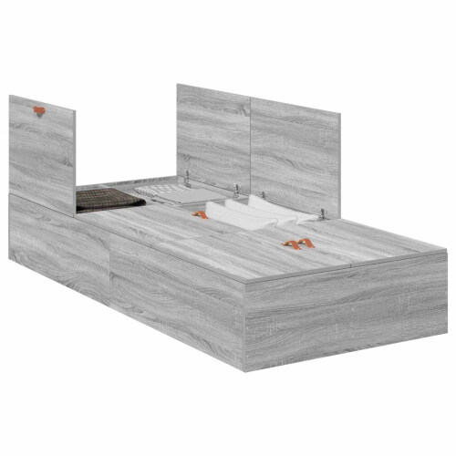 VidaXL vidaXL Storage Bed Frame Grey Sonoma 80 x 200 cm Engineered Wood 2