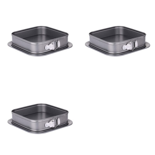 3X Forma de Bolo Quadrada em Forma de Mola Forma de Bolo de 9 Polegadas Forma de Cheesecake com Base Removível Suprimentos de Decoração de Bolo