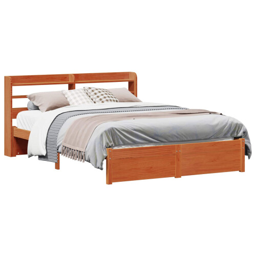 VidaXL vidaXL Bed Frame with Headboard Wax Brown 150 x 200 cm Solid Pine Wood 2