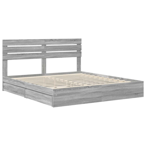 VidaXL vidaXL Storage Bed Grey Sonoma 200 x 200 cm Engineered Wood 1