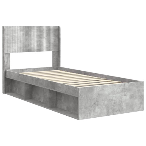 VidaXL vidaXL Bed Frame with Storage and Headboard Concrete Grey 75 x 190 cm 1