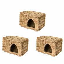 3X Natural Grass Toy, Hand Woven Rabbit Guinea Pig Chinchilla Ferret Folding Straw Grass House