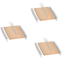 30 Pack Wooden Skirt Hangers with Adjustable Clips Non-Slip Trouser Hanger Natural Finish Lotus Wood Pants Hangers 360