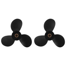 2X Outboard Propeller 6E0-45941-01-El 7 1/2X8-Ba for 4Hp-6Hp Plastic Alloy 3 Blade Black 9 Spline Tooth
