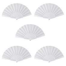 5X Plastic Fabric Hand Foldable Fan for Ladies Men White