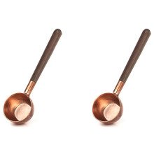 2X Coffee Bean Measuring Spoon Solid Wood Copper Measuring Spoon Coffee Powder Quantitative Spoon Measuring Spoon 10G