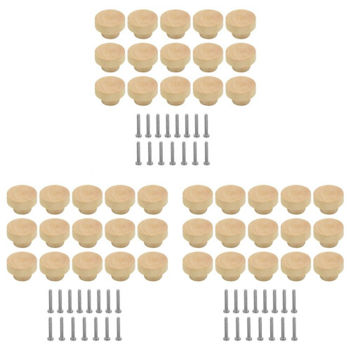45Pcs Wooden Drawer Knobs, Furniture Knobs, Wooden Cupboard Knobs for Cabinets and Drawers, Round Wooden Knobs