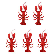 5pcs 12 X 5 Inch Fake Lobster Model for Dispaly Artificial Marine Animals Decoration