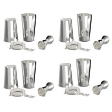 Cocktail Shaker Set: Professional Boston Shaker, Cocktail Strainer and Jigger Set. 8 Piece Premium Stainless Steel